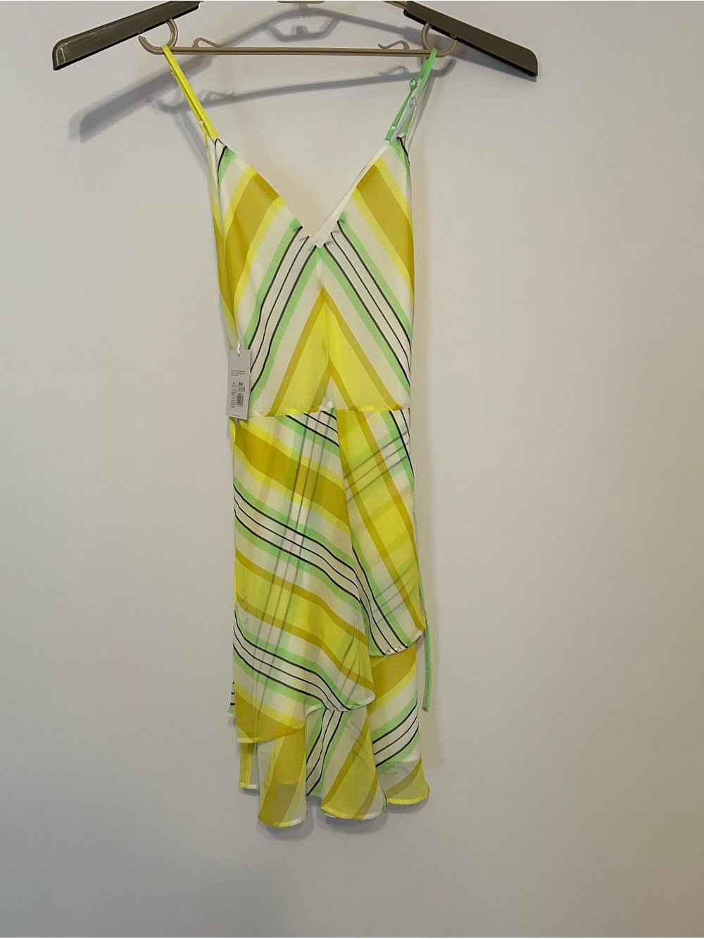 Christopher John Rogers Yellow and Green Striped Slip Dress